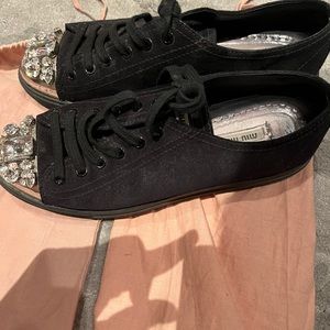 Miu Miu Crystal Toe Velvet Sneakers